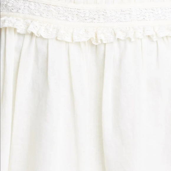 Rebecca Taylor Ruched Lace Inset Cotton Dress New Ivory Size 10 - Picture 5 of 11